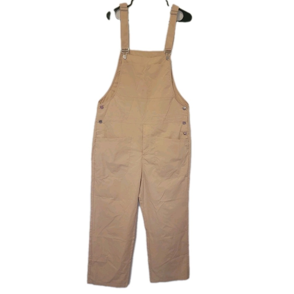 INCERUN Women's Sz L Tan Overalls Jumpsuit Adjustable Straps Lightweight Cropped